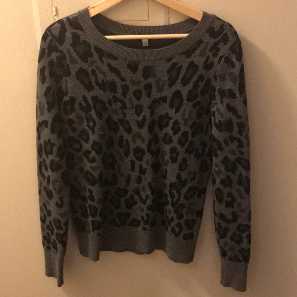 Halogen Gray Leopard Sweater